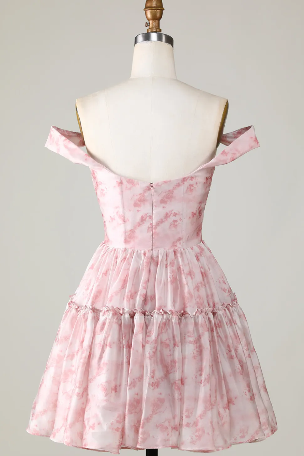 Uma linha bonito blush estampado vestido curto Homecoming com babados