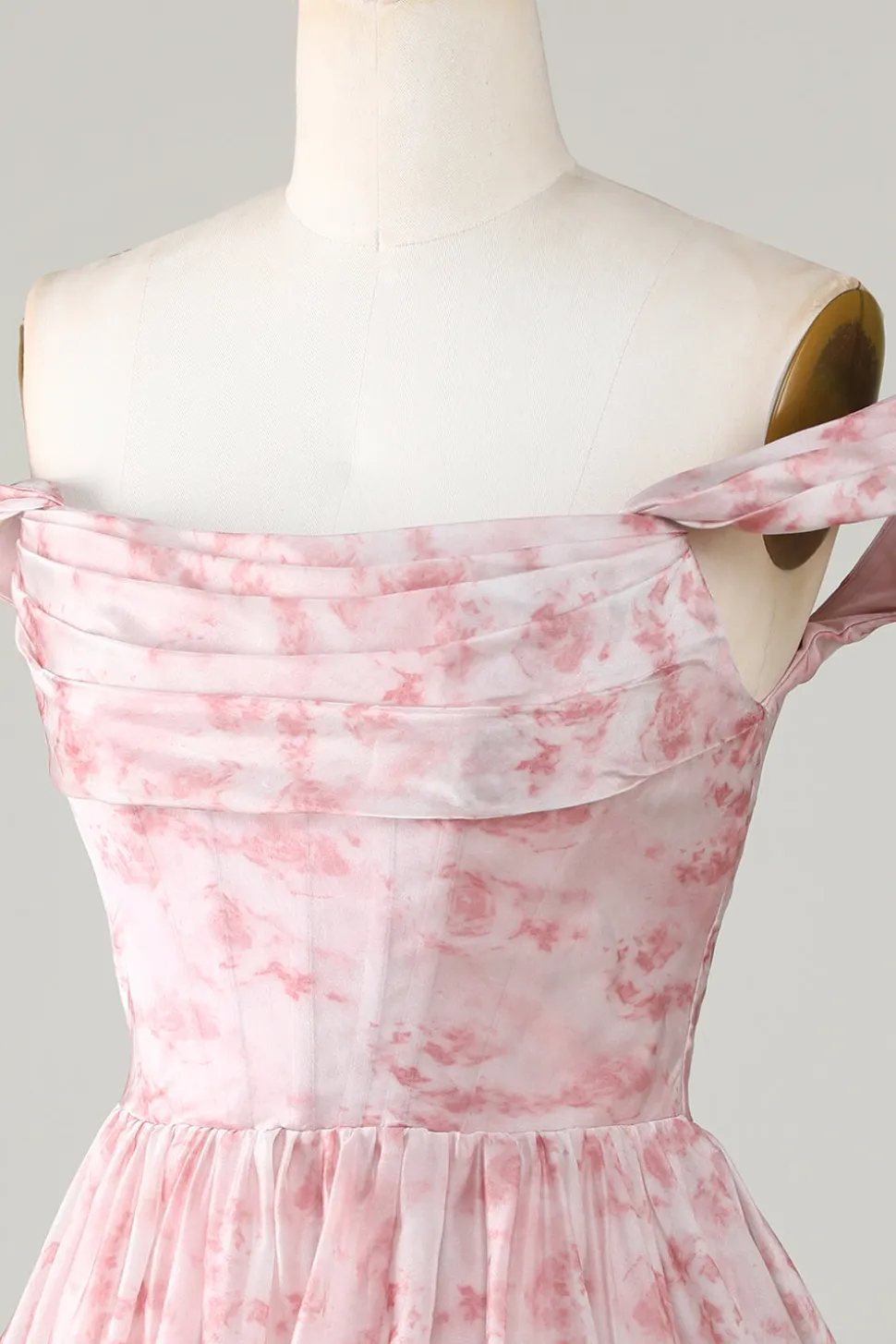 Uma linha bonito blush estampado vestido curto Homecoming com babados