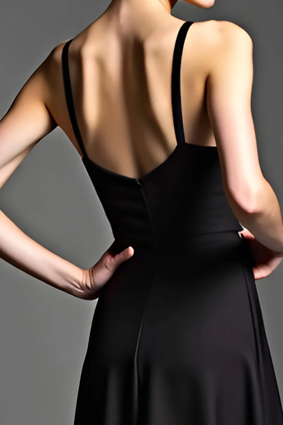 Uma linha de alças espaguete cetim vestido preto