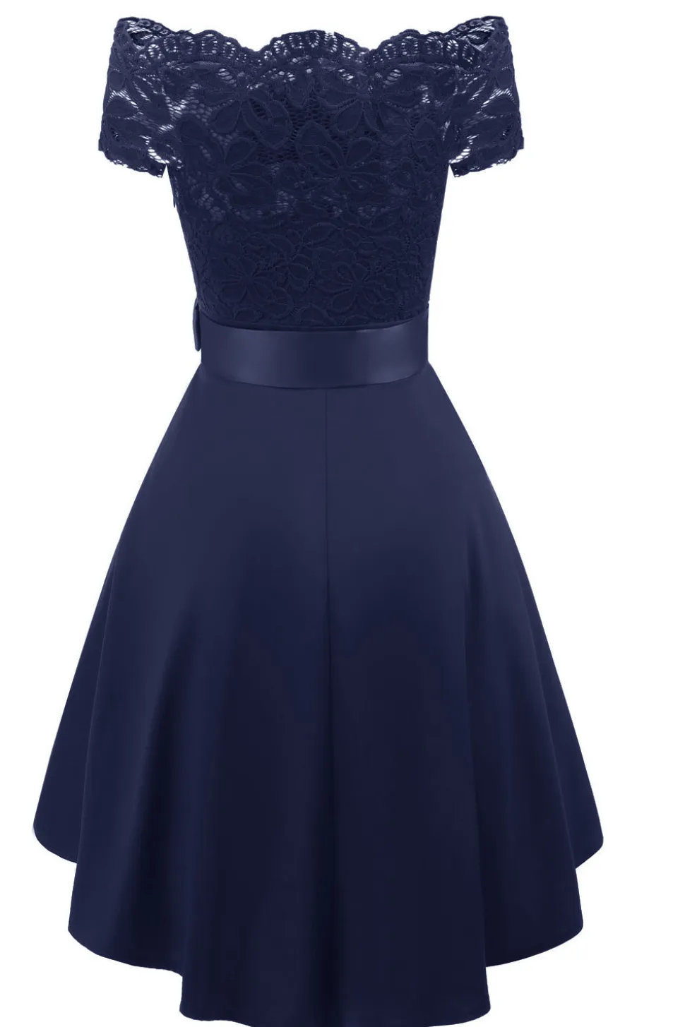 Uma linha fora do ombro borgonha vestido de renda com Bowknot