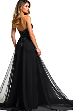 Uma linha sem alças lantejoulas vestido de gravata preta