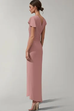 V Pescoço Sereia Rosa Chiffon Long Mãe Do Vestido De Noiva