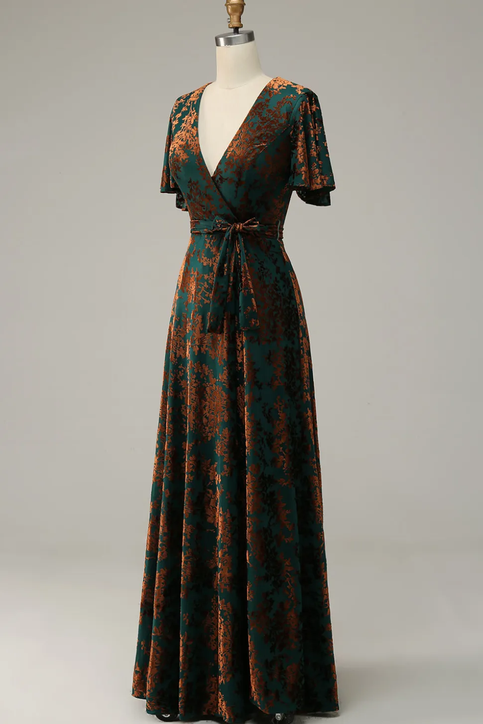 Veludo Escuro Verde Vestido Mãe de Noiva