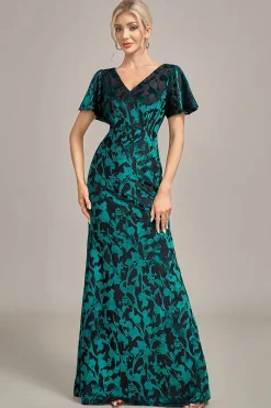 Veludo Pavão Mãe do Vestido da Noiva