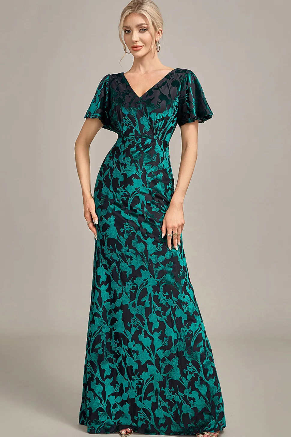 Veludo Pavão Mãe do Vestido da Noiva