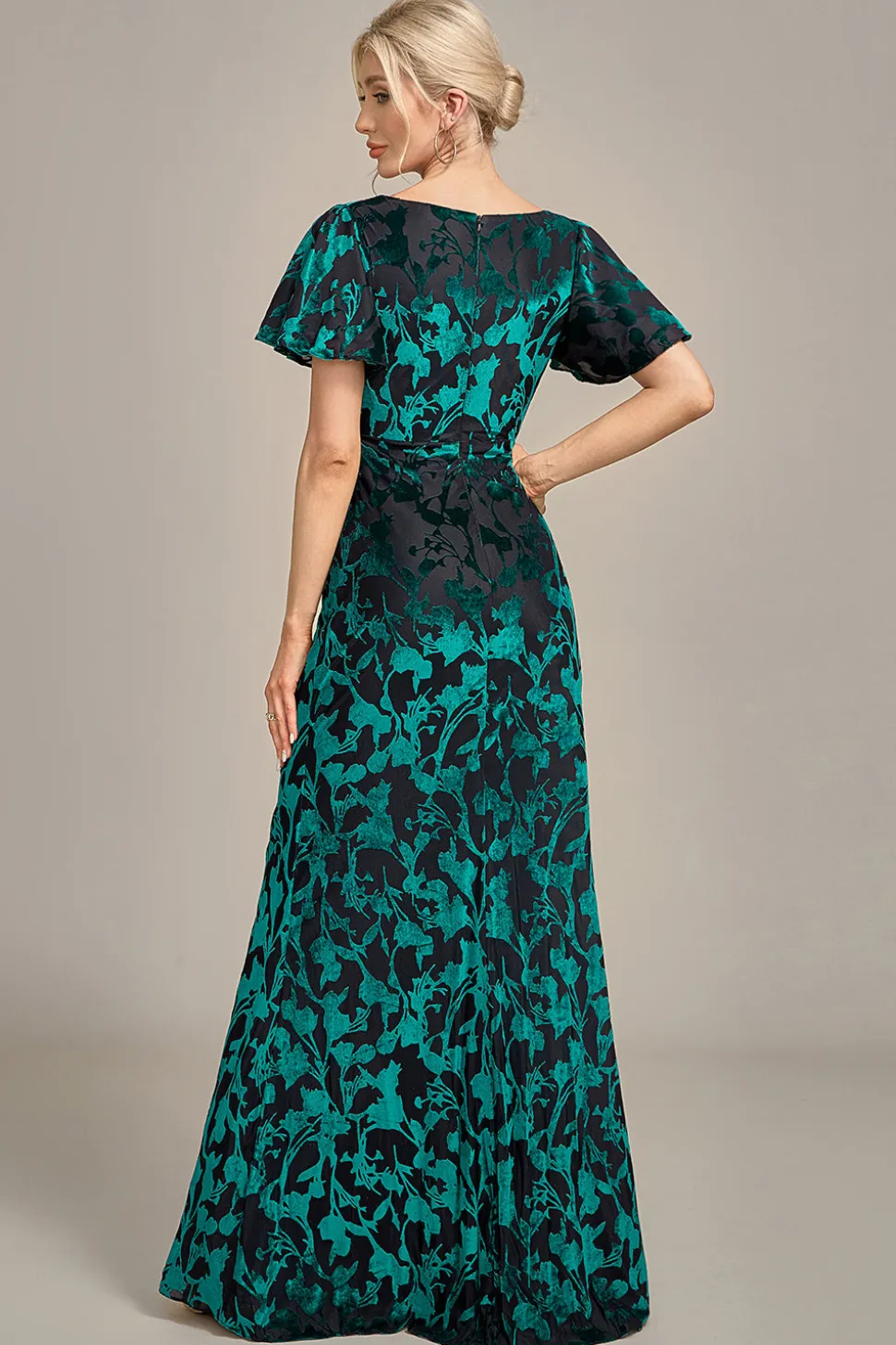 Veludo Pavão Mãe do Vestido da Noiva