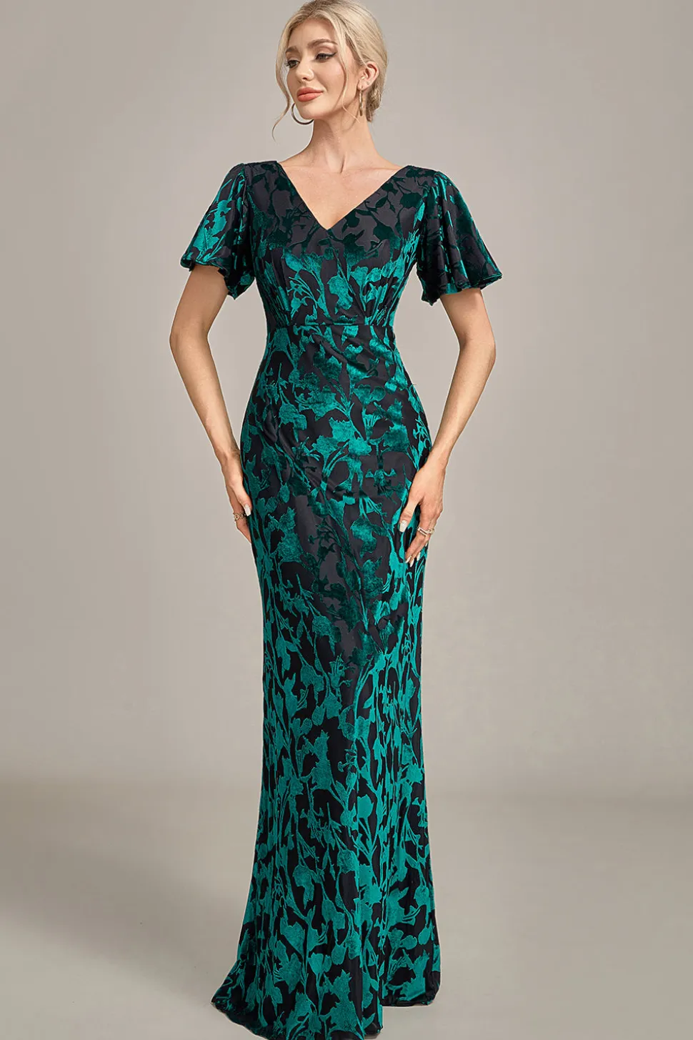 Veludo Pavão Mãe do Vestido da Noiva