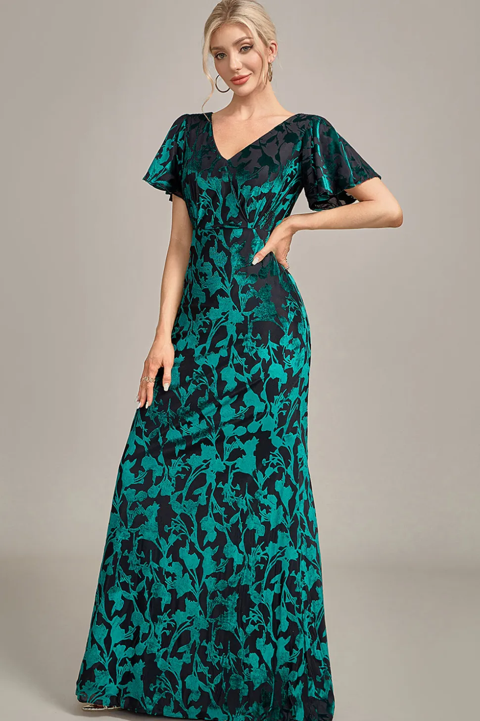 Veludo Pavão Mãe do Vestido da Noiva