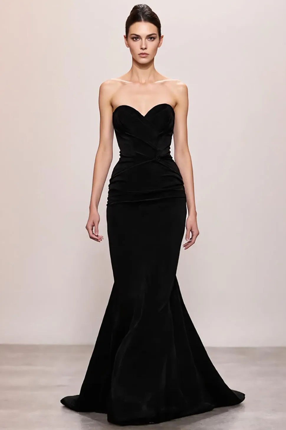 Veludo Preto Sereia Querida Vestido de Noite