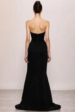Veludo Preto Sereia Querida Vestido de Noite