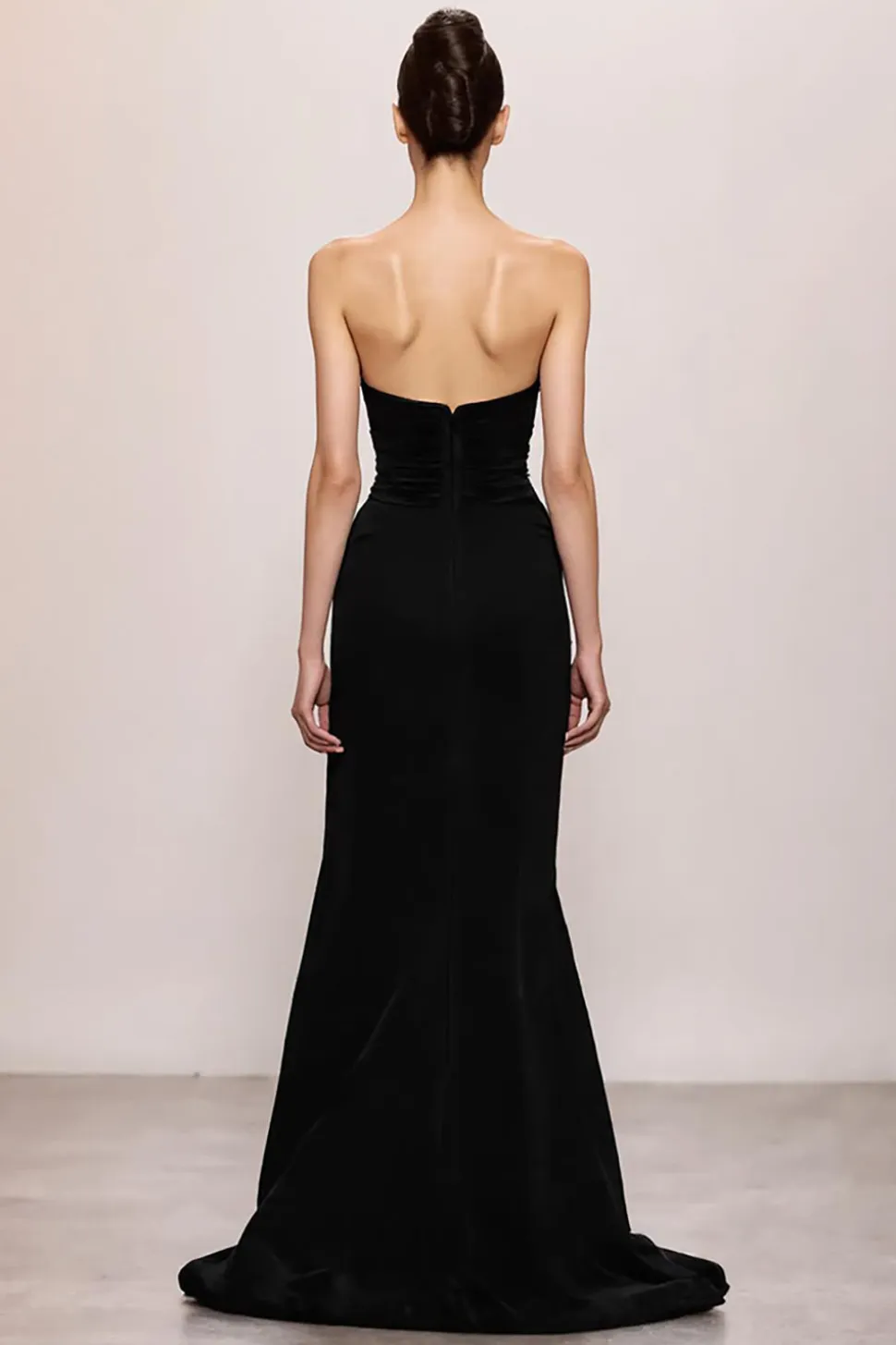 Veludo Preto Sereia Querida Vestido de Noite