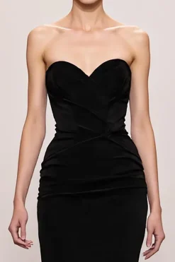 Veludo Preto Sereia Querida Vestido de Noite
