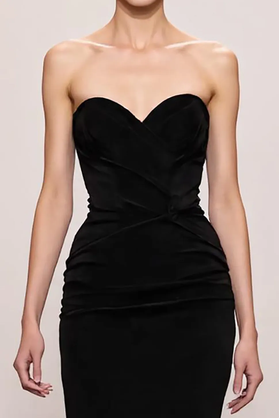 Veludo Preto Sereia Querida Vestido de Noite