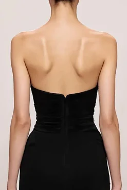 Veludo Preto Sereia Querida Vestido de Noite