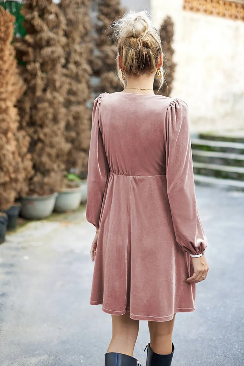Veludo Preto Uma linha de vestido de festa de férias com pregas