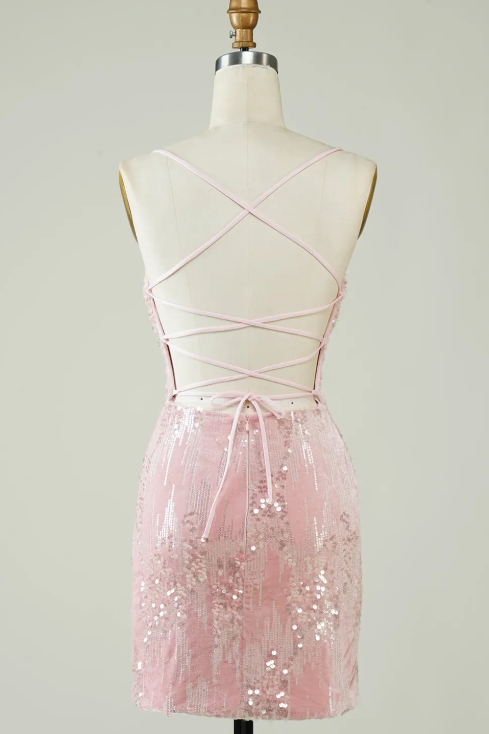 Veludo Sequins Rosa Tight Homecoming Dress com Hollow-out
