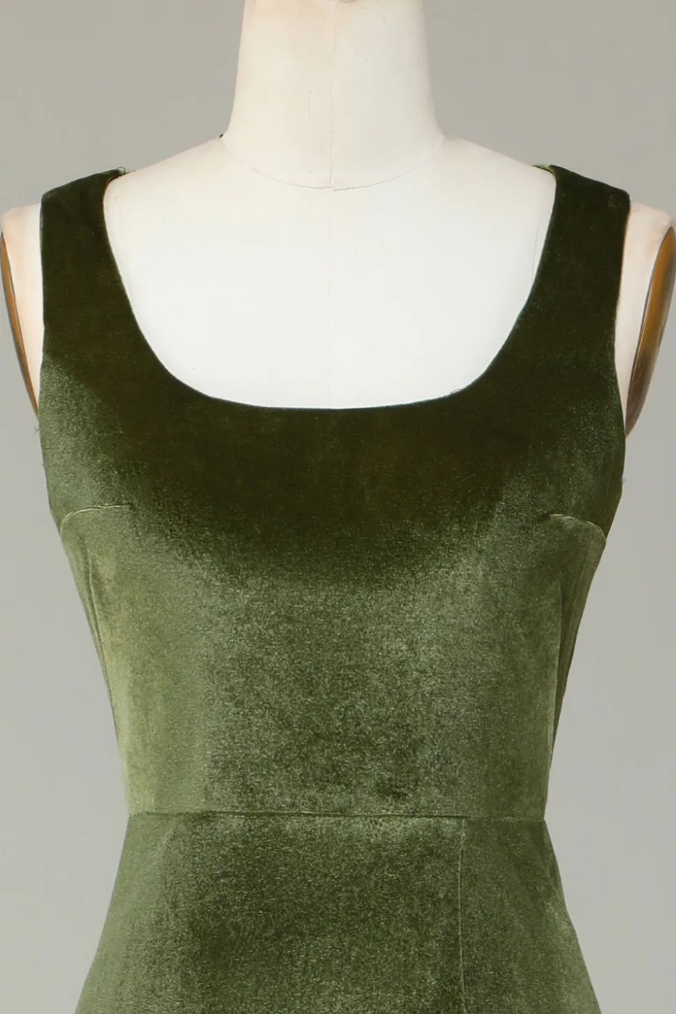 Veludo Sereia Olive Vestido Madrinha com Fenda