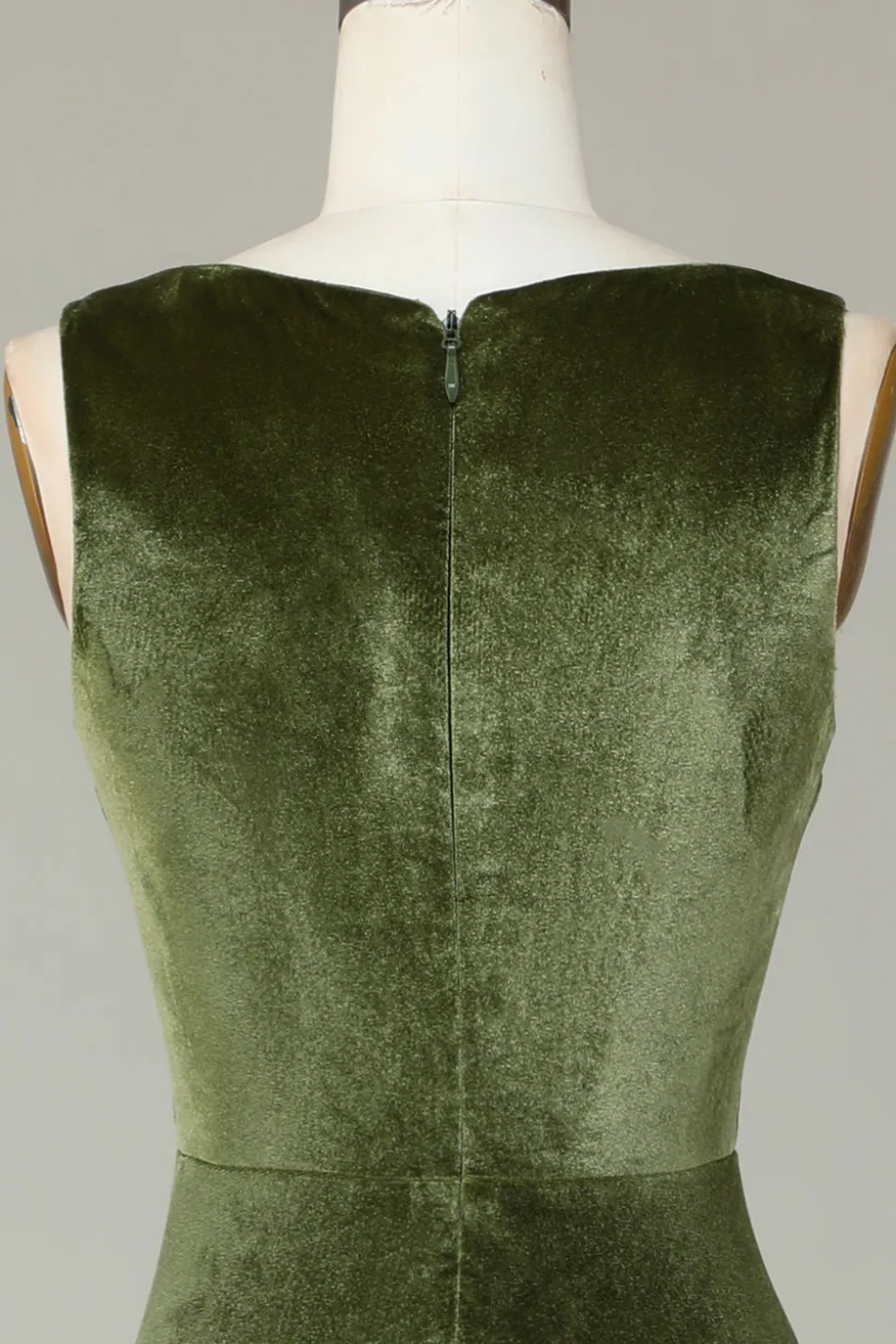 Veludo Sereia Olive Vestido Madrinha com Fenda