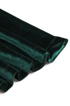 Veludo Verde Escuro V Neck Vestido babado dos anos 1950