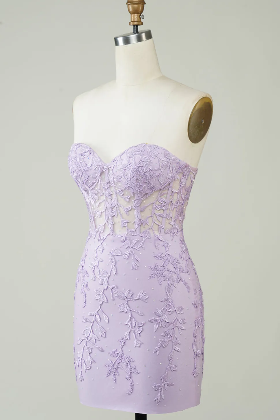 Venda quente Bodycon querida espartilho roxo Homecoming vestido com apliques