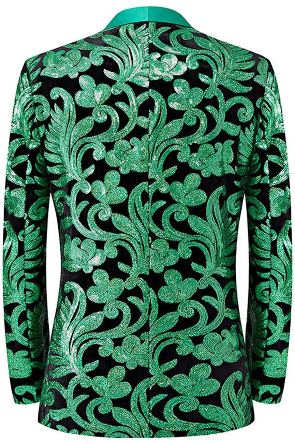 Verde 2 Peça Jacquard Xaile Lapela Homens Prom Suits