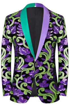 Verde 2 Peça Jacquard Xaile Lapela Homens Prom Suits