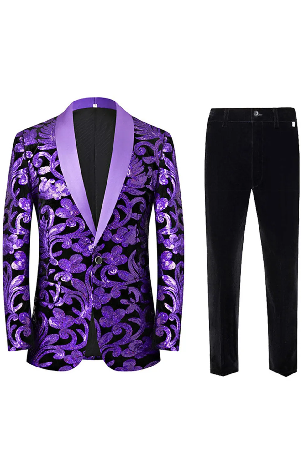 Verde 2 Peça Jacquard Xaile Lapela Homens Prom Suits