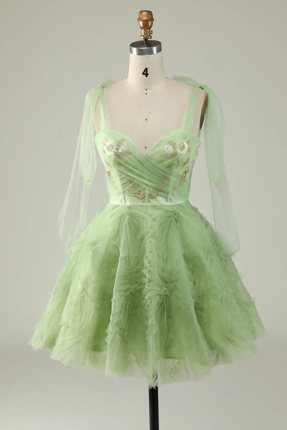 Verde A Line Vestido Cocktail Sem Mangas