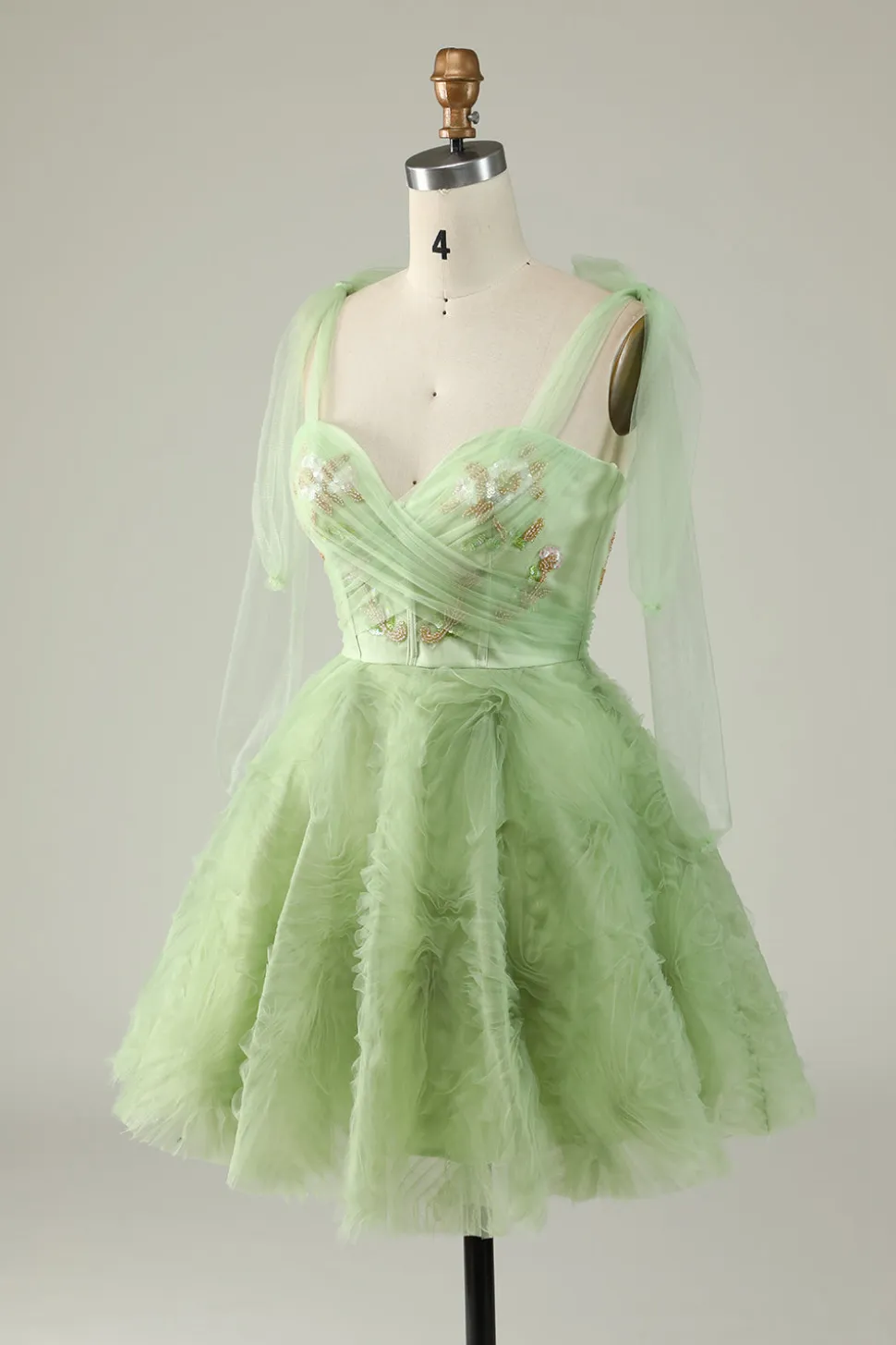 Verde A Line Vestido Cocktail Sem Mangas