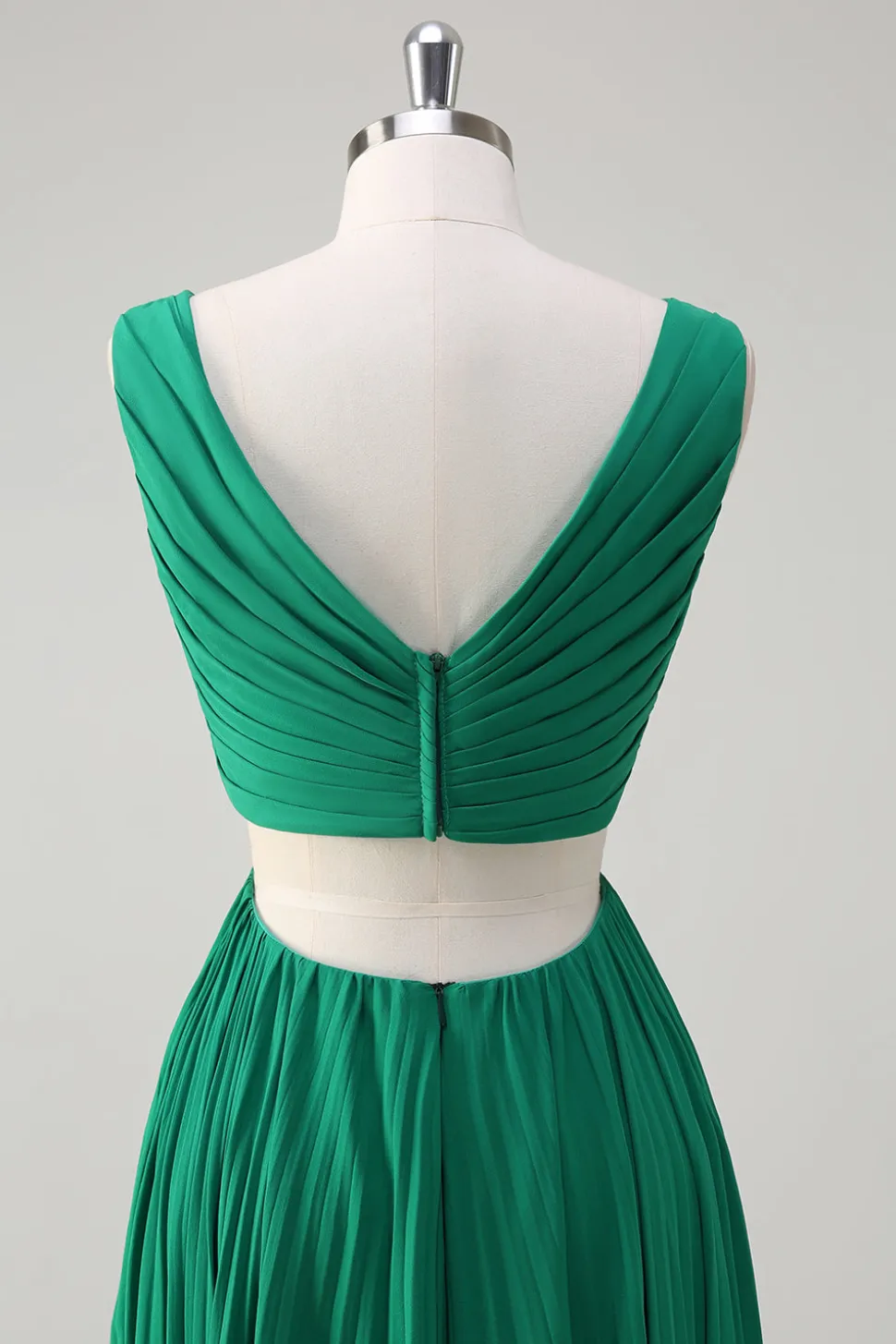 Verde A-Line V Pescoço Ruched Chiffon Joelho Comprimento Vestido Madrinha