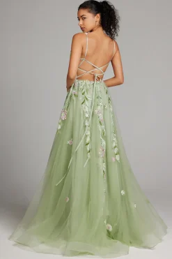 Verde brilhante Uma linha de lantejoulas espartilho bordado longo vestido de baile com fenda