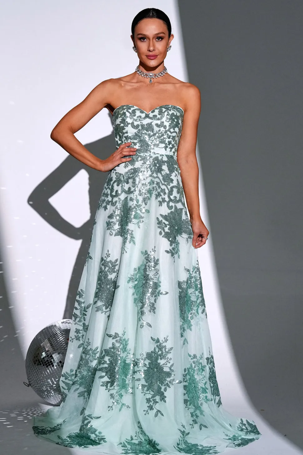 Verde brilhante uma linha querida vestido longo baile de formatura