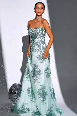 Verde brilhante uma linha querida vestido longo baile de formatura