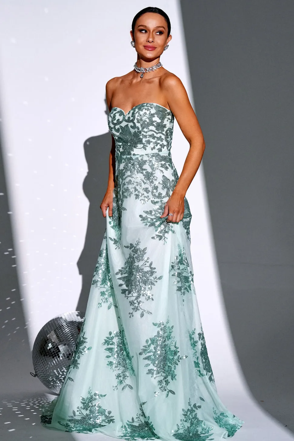 Verde brilhante uma linha querida vestido longo baile de formatura