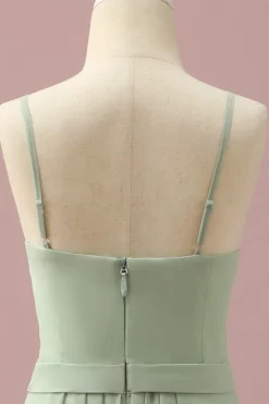 Verde Chiffon Vestido Dama de Honor Júnior Pescoço Redondo