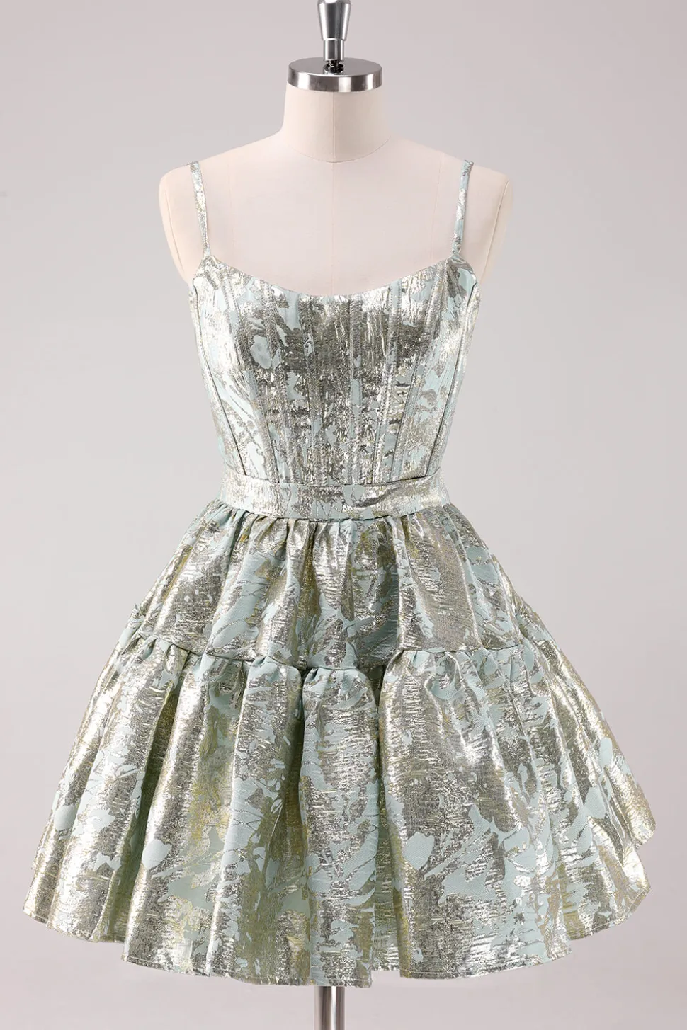 Verde claro A-Line Spaghetti Straps Short Corset Homecoming Dress com renda para trás