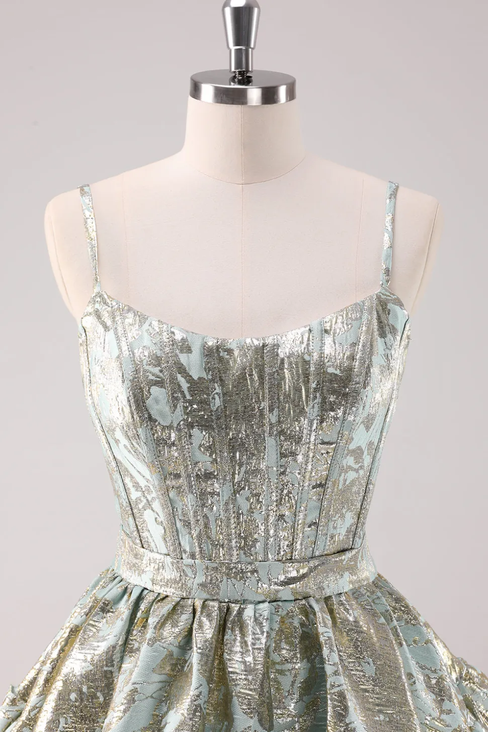 Verde claro A-Line Spaghetti Straps Short Corset Homecoming Dress com renda para trás