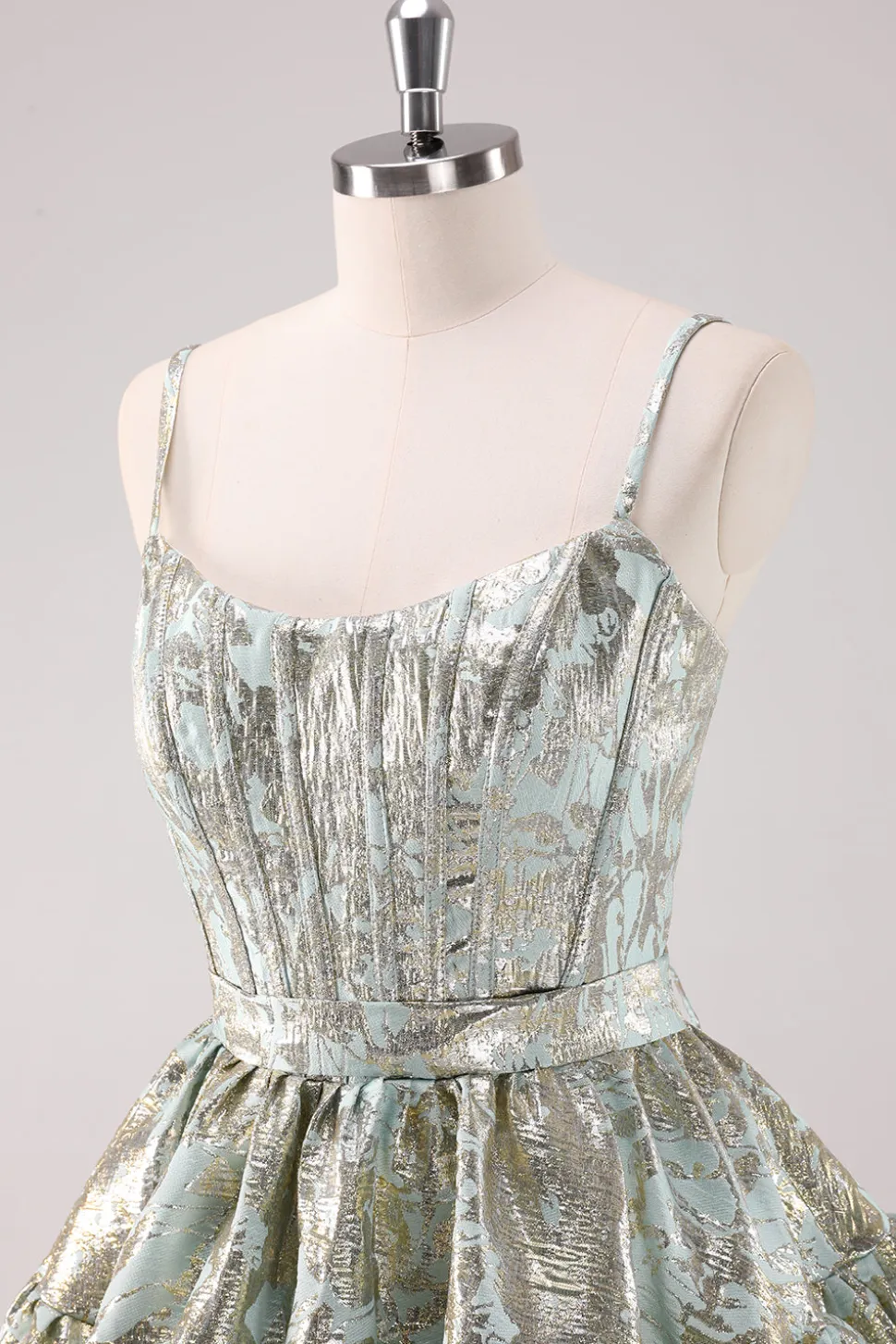 Verde claro A-Line Spaghetti Straps Short Corset Homecoming Dress com renda para trás