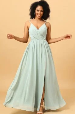 Verde Claro A-Line Vestido de Dama de Honra
