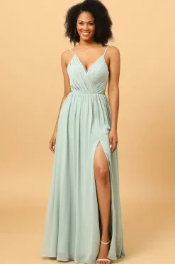 Verde Claro A-Line Vestido de Dama de Honra
