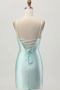 Verde claro Bodycon Corset Cut out frisado vestido curto Homecoming