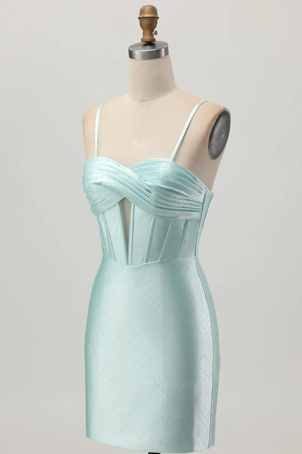 Verde claro Bodycon Corset Cut out frisado vestido curto Homecoming