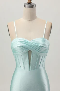 Verde claro Bodycon Corset Cut out frisado vestido curto Homecoming