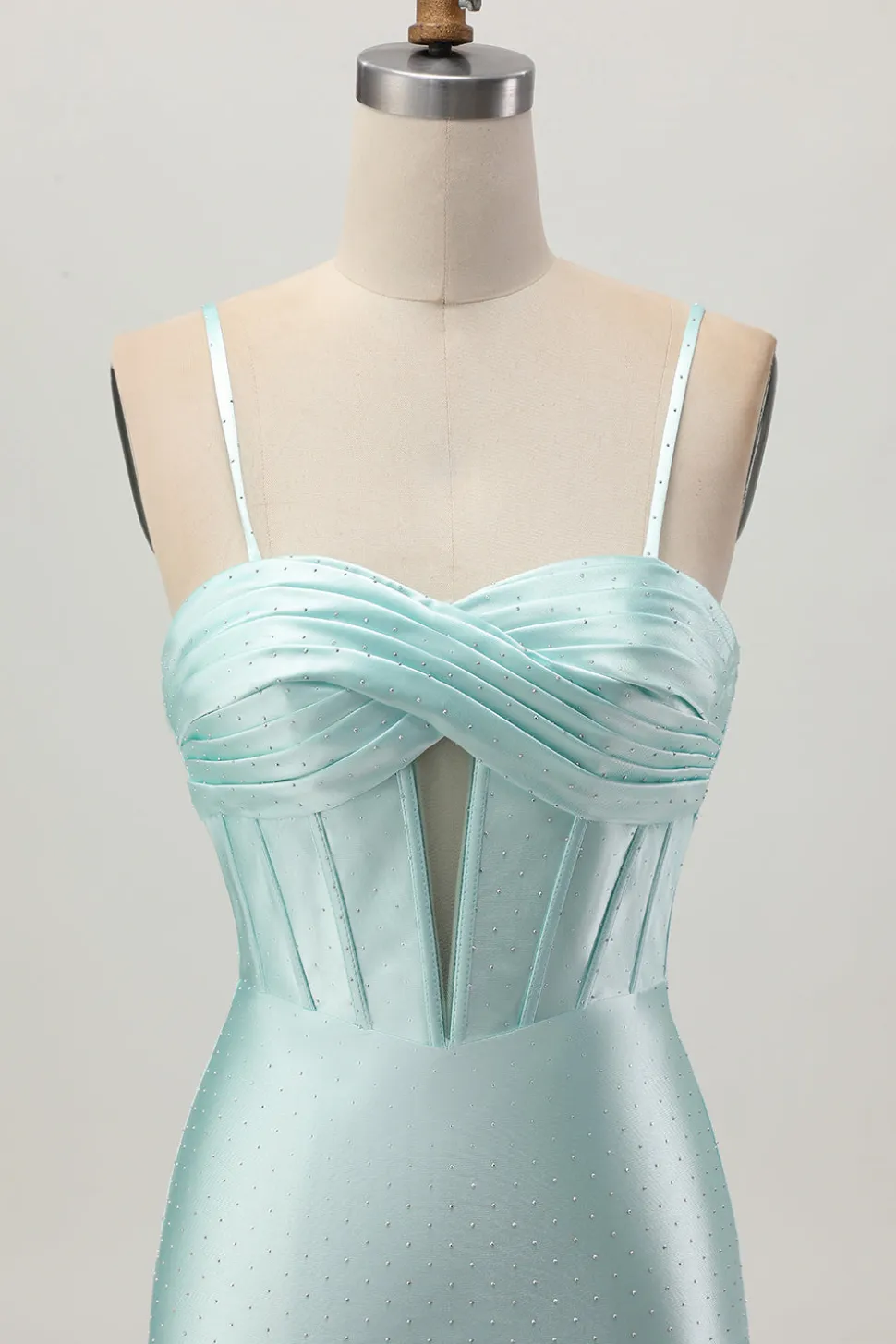 Verde claro Bodycon Corset Cut out frisado vestido curto Homecoming