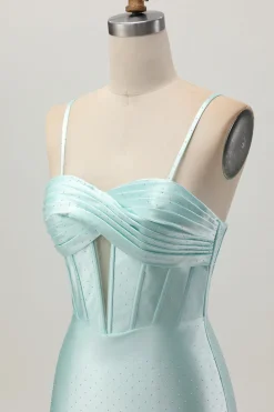 Verde claro Bodycon Corset Cut out frisado vestido curto Homecoming