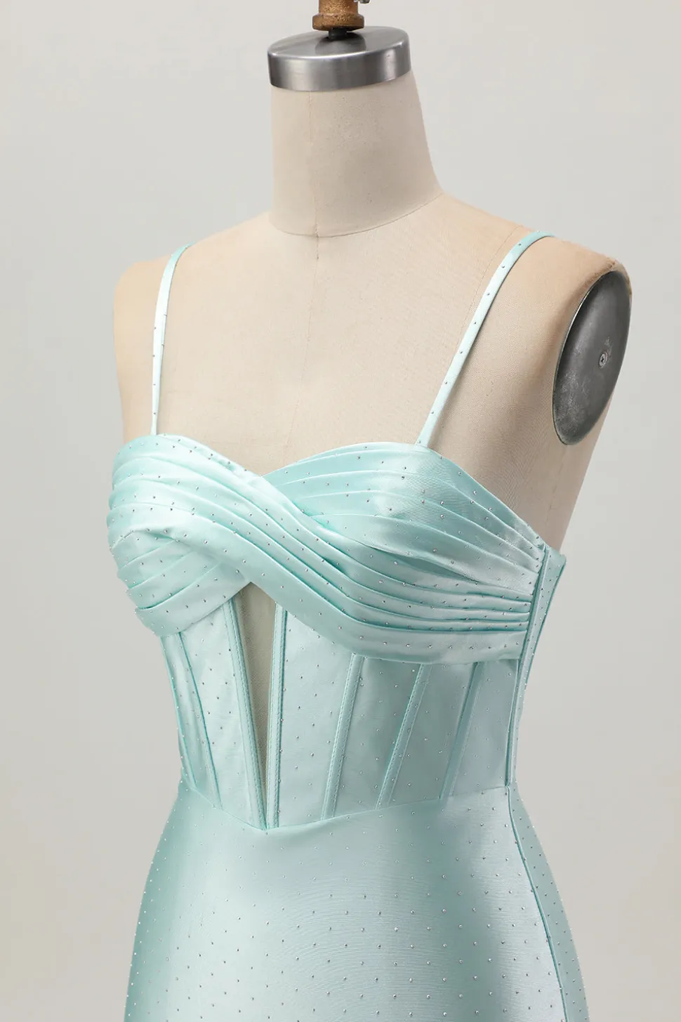 Verde claro Bodycon Corset Cut out frisado vestido curto Homecoming