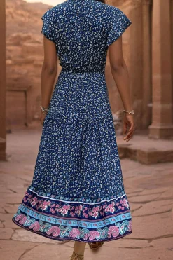 Verde Claro Decote em V Linha-A Midi Vestido de Verão