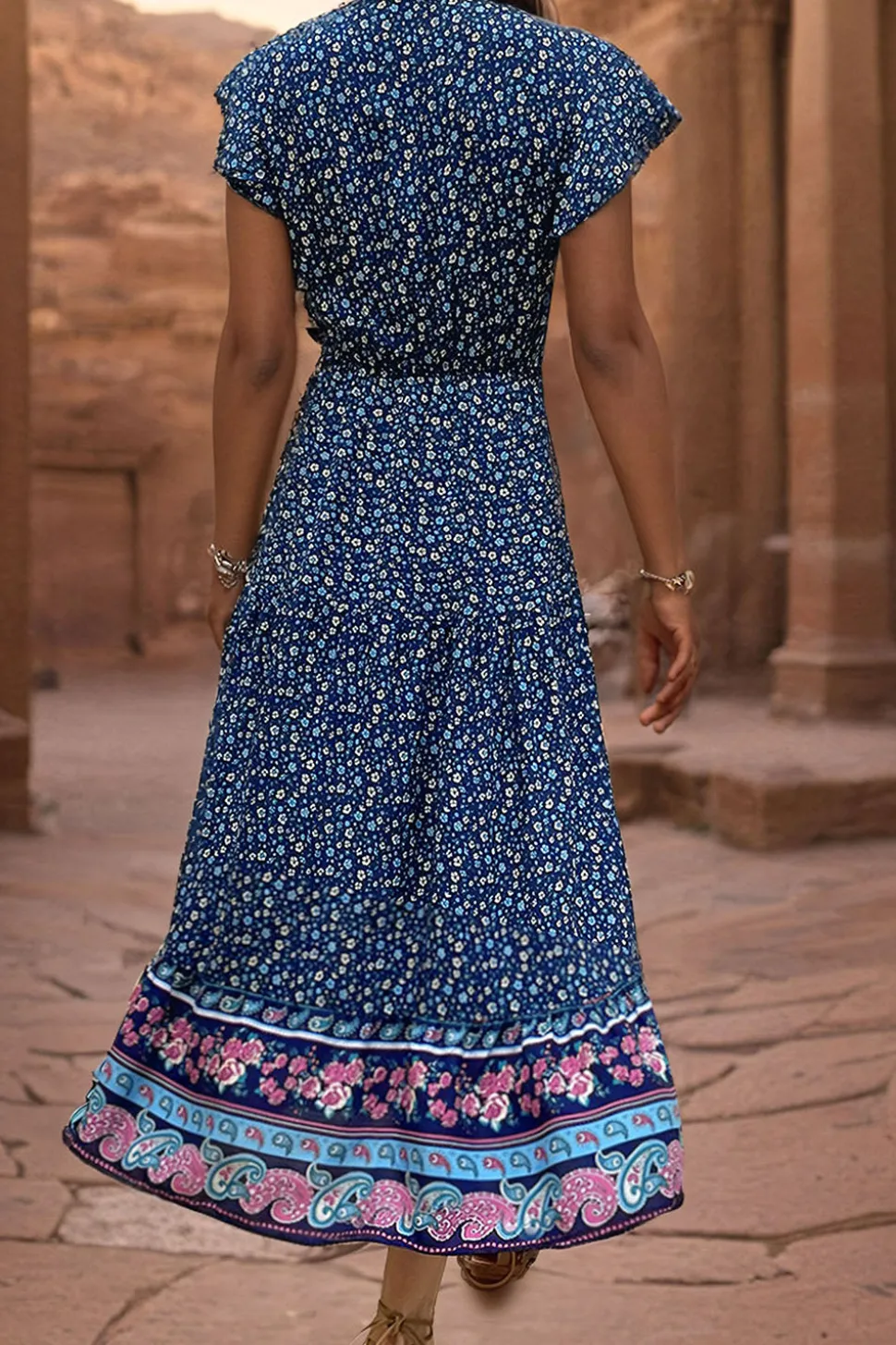 Verde Claro Decote em V Linha-A Midi Vestido de Verão