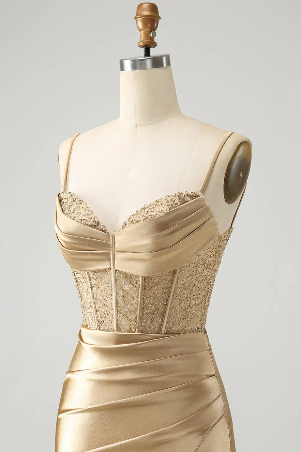 Verde claro espaguete correias bodycon espartilho cetim homecoming vestido com fenda