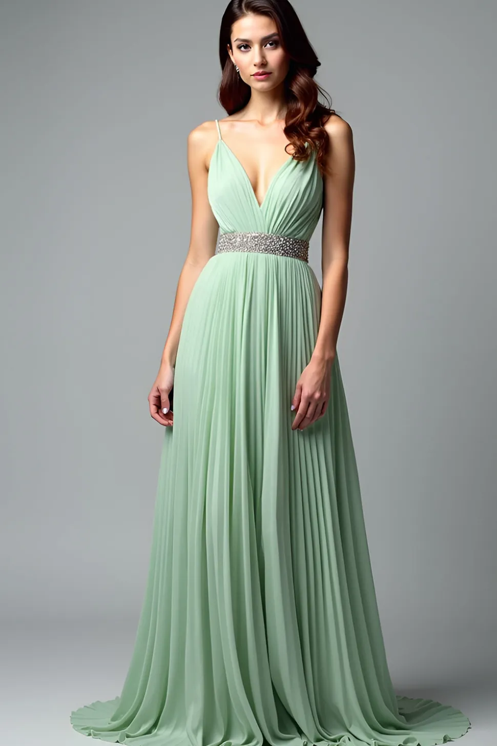 Verde Claro Ruched Uma Linha Esparguete Alças Vestido Madrinha